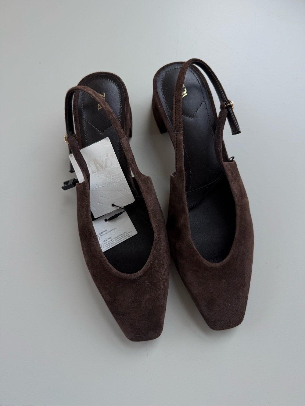 NWT Zara Suede Slingback Shoes Brown, US 8 - Picture 3 of 10